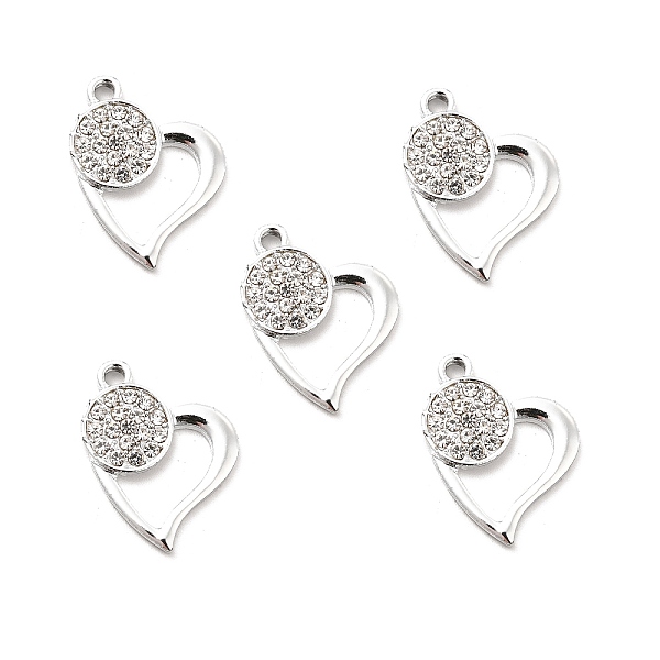 

PandaHall Alloy Rhinestone Pendants, Platinum Tone Hollow Out Heart Charms, Crystal, 22x18x2.6mm, Hole: 2mm Alloy+Rhinestone Heart Clear