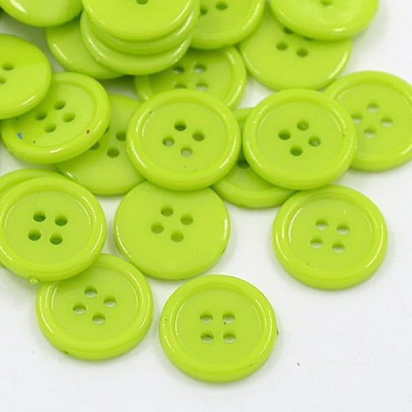 

PandaHall Acrylic Sewing Buttons, Plastic Shirt Buttons for Costume Design, 4-Hole, Dyed, Flat Round, Yellow Green, 17x2mm, Hole: 1mm...