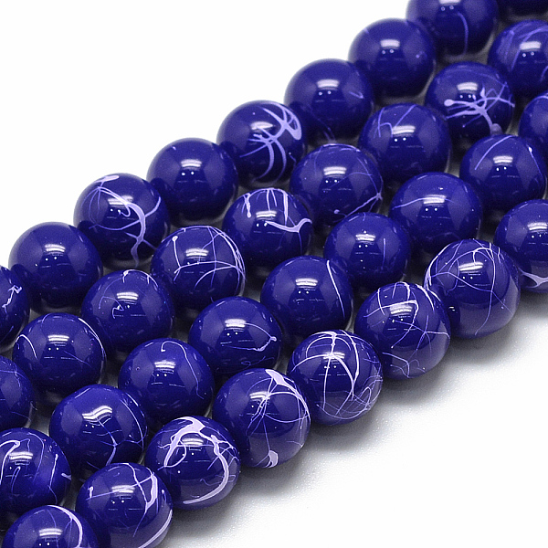 

PandaHall Drawbench Glass Beads Strands, Baking Painted, Dyed, Round, Midnight Blue, 6~6.5mm, Hole: 1.5mm, about 135~140pcs/strand, 31.8...
