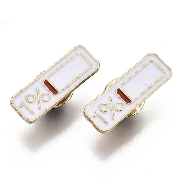 

PandaHall Alloy Brooches, Enamel Pin, with Brass Butterfly Clutches, Electric Quantity 1%, Light Gold, White, 9x26x2mm, Pin: 1mm...