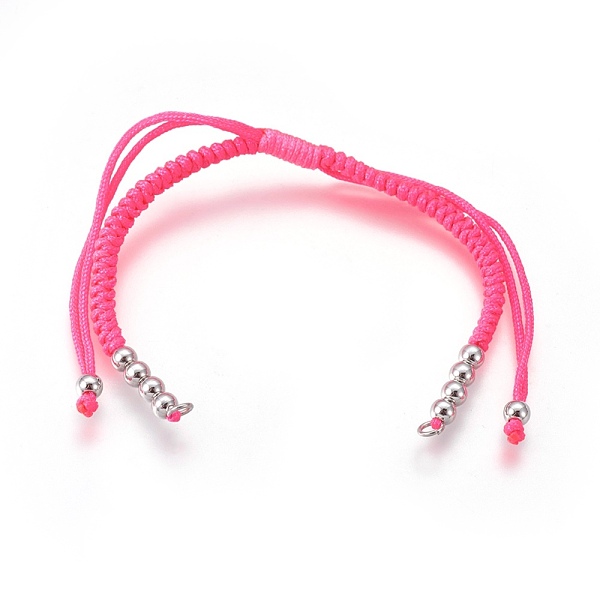 

PandaHall Nylon Cord Braided Bead Bracelets Making, with Brass Beads, Long-Lasting Plated, Real Platinum Plated, Deep Pink, 10-1/4...