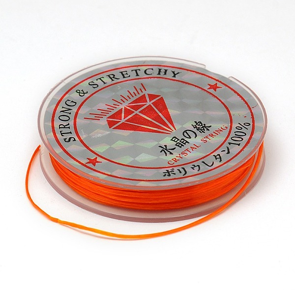 

PandaHall Flat Elastic Crystal String, String Cord Crystal Threads, Dark Orange, 0.8mm, about 10.93 yards(10m)/roll Spandex Flat Orange