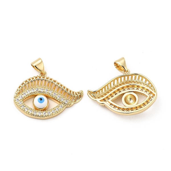 

PandaHall Brass Micro Pave Cubic Zirconia Pendants, with Enamel, Evil Eye Charm, Golden, Clear, 18.5x25.5x2mm, Hole: 4.5x3.5mm Brass+Cubic...
