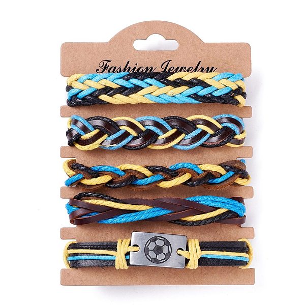 

PandaHall Leather Cord Bracelets Set for Men Women, Football Rectangle Link Braided Bracelets, Adjustable Sport Wristbands, Dodger Blue...