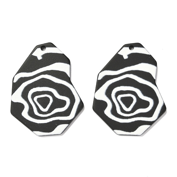 

PandaHall Opaque Acrylic Pendants, Black & White, Polygon with Flower, Black, 35x27.5x2.2mm, Hole: 1.5mm Acrylic Polygon Black