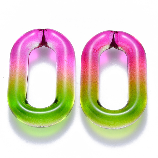 

PandaHall Two Tone Transparent Acrylic Linking Rings, Quick Link Connectors, for Cable Chains Making, Oval, Green, 39x23.5x7mm, Inner...