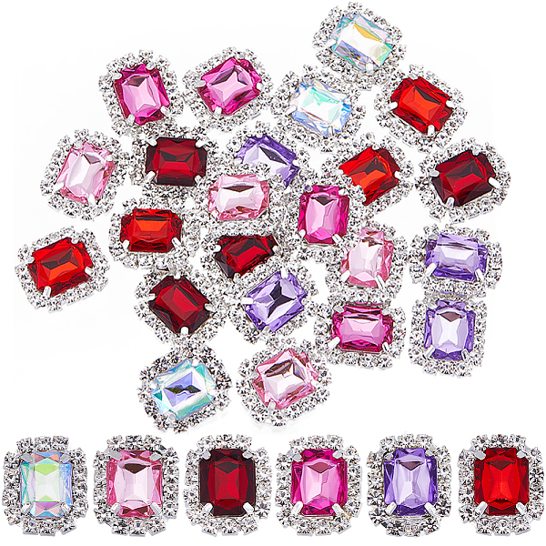 

PandaHall GORGECRAFT 6 Colors 1 Box Rhinestone Button Embellishments Multicolor Square Craft Rhinestones Flat Crystal Buttons Flatback for...