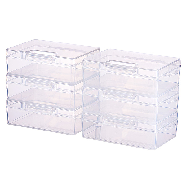 PandaHall BENECREAT 6 pack rectangle Clear Plastic Bead Storage with Flip-Up Lids for Pills,Tiny Bead,Jewerlry Findings(10cmx7cmx3.3cm)...