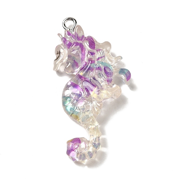 

PandaHall Ocean Theme Transparent Resin Pendants, Sea Animal Charms with Paillette and Platinum Tone Iron Loops, Sea Horse, 39x19x6mm, Hole...