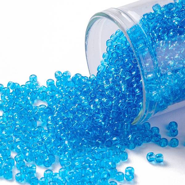 

PandaHall TOHO Round Seed Beads, Japanese Seed Beads, (3B) Transparent Dark Aquamarine, 11/0, 2.2mm, Hole: 0.8mm, about 1110pcs/10g Glass..., Cyan