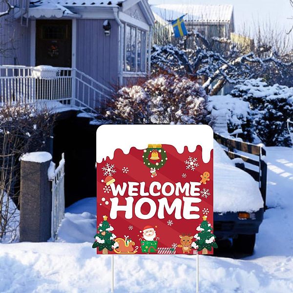 

PandaHall Plastic Yard Signs Display Decorations, for Outdoor Garden Decoration, Christmas Theme, WELCOME HOME, Indian Red, 360x350x4mm...