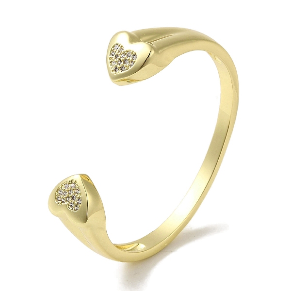 

PandaHall Rack Plating Brass Micro Pave Clear Cubic Zirconia Heart Open Cuff Bangles for Women, Cadmium Free & Lead Free, Long-Lasting...