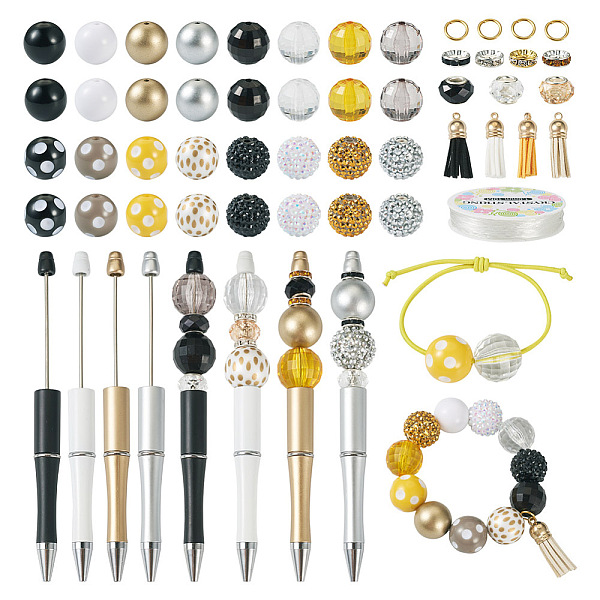 

PandaHall Beadthoven DIY Beadable Pen Making Kit, Including Acrylic & Resin Round & Brass Rhinestone European Rondelle Beads, Plastic..., Multicolor