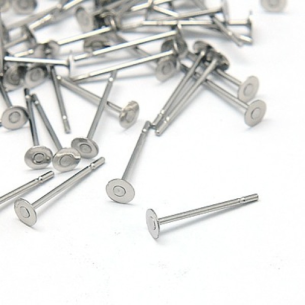 

PandaHall 304 Stainless Steel Stud Earring Findings, 12x3mm, Pin: 0.7mm 304 Stainless Steel Round