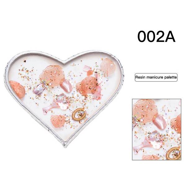 PandaHall Epoxy Resin Color Palette, Makeup Cosmetic Nail Art Tool, with Alloy Findings, Heart, Platinum, 55.5x67x4mm Resin