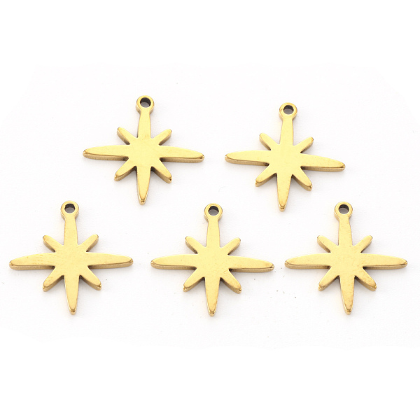 

PandaHall Vacuum Plating 304 Stainless Steel Pendants, Laser Cut, Eight Pointed Star, Golden, 15x15x1mm, Hole: 1.2mm 304 Stainless Steel...