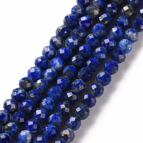 

PandaHall Natural Lapis Lazuli Beads Strands, Round, Faceted, 3mm, Hole: 0.5mm, about 144~146pcs/strand, 15.35 inch(39cm) Lapis Lazuli Round