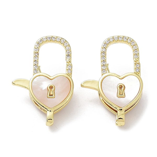 

PandaHall Rack Plating Brass Micro Pave Clear Cubic Zirconia Lobster Claw Clasps, with Natural Shell, Cadmium Free & Lead Free, Long-Lasting...