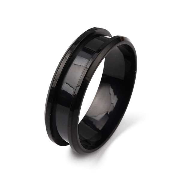 

PandaHall 201 Stainless Steel Grooved Finger Ring Settings, Ring Core Blank, for Inlay Ring Jewelry Making, Electrophoresis Black, US Size...