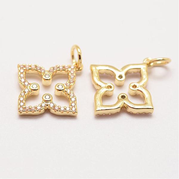 

PandaHall Brass Micro Pave Grade AAA Cubic Zirconia Pendants, Long-Lasting Plated, Flower, Cadmium Free & Nickel Free & Lead Free, Real 18K...