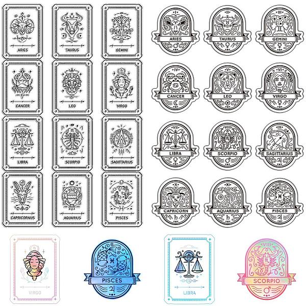 CRASPIRE 2 Styles Constellation Clear Stamps Divination Leo Reusable Background Postmark Transparent Silicone Stamp Seals for Journaling Card Making Decor DIY Scrapbooking Supplies Film Frame