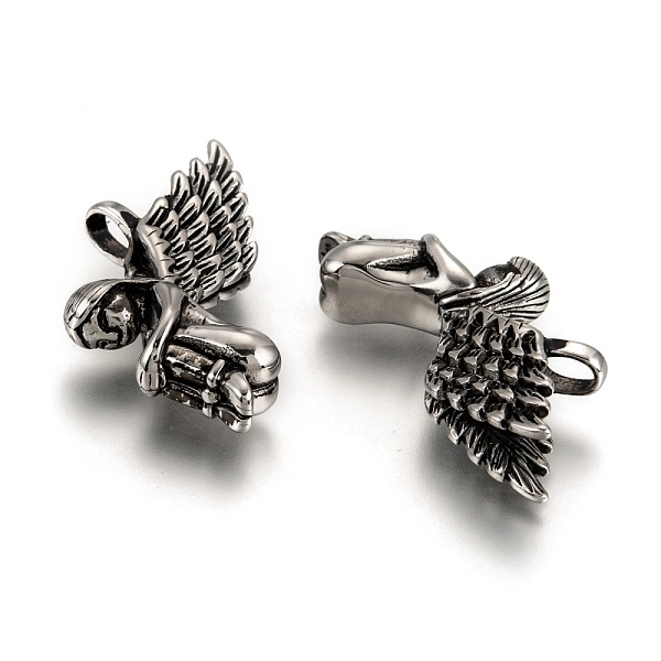 

PandaHall 304 Stainless Steel Angel Pendants, Archangel Pendants, Antique Silver, 45x11x22.5mm, Hole: 4x6mm 304 Stainless Steel Angel &...