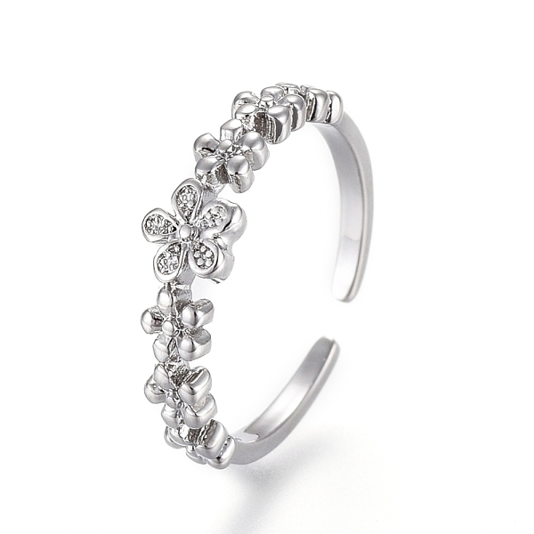 

PandaHall Adjustable Brass Toe Rings, Open Cuff Rings, Open Rings, Flower, Platinum, US Size 3(14mm) Brass