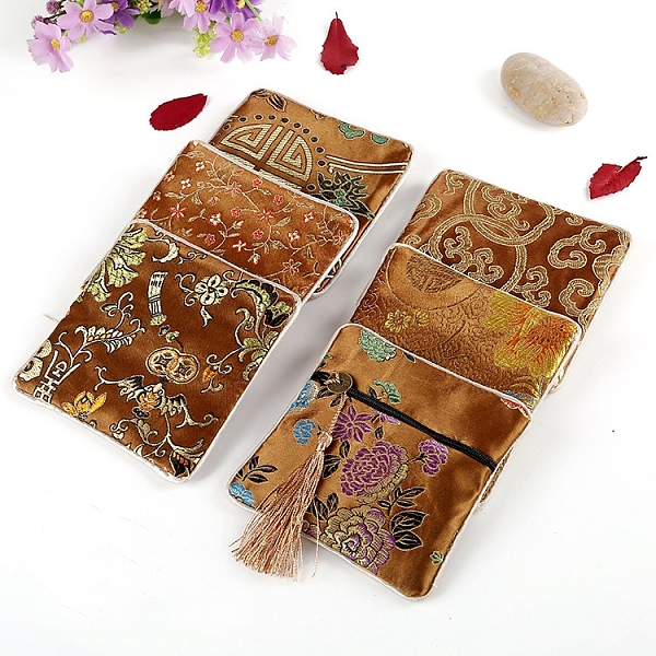 

PandaHall Square Chinese Style Brocade Zipper Bags with Tassel, for Bracelet, Necklace, Random Pattern, Dark Goldenrod, 11.5x11.5cm Cloth...