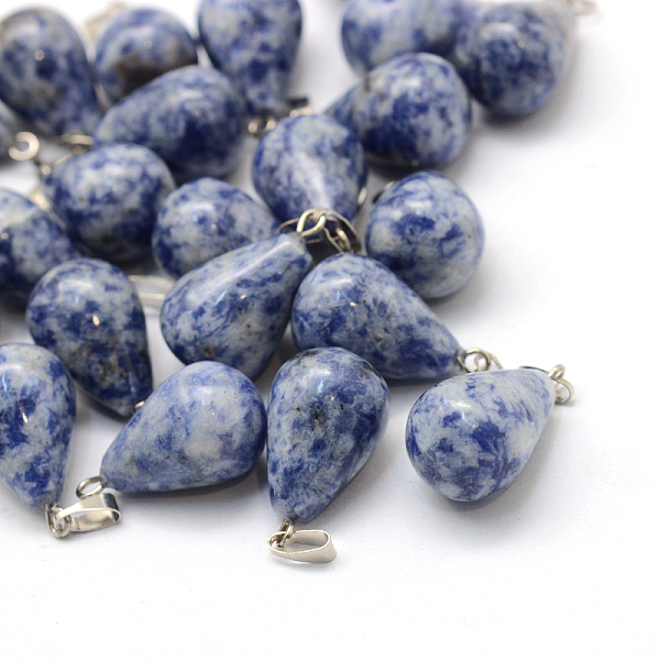 

PandaHall Teardrop Natural Blue Spot Jasper Pendants, with Platinum Tone Brass Findings, 21~24x12~14mm, Hole: 4x7mm Blue Spot Jasper...