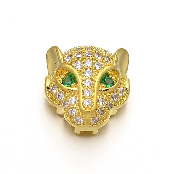 

PandaHall Rack Plating Brass Micro Pave Cubic Zirconia Leopard Hollow Beads, Lead Free & Cadmium Free, Golden, 11x11x6mm, Hole: 1.4mm...