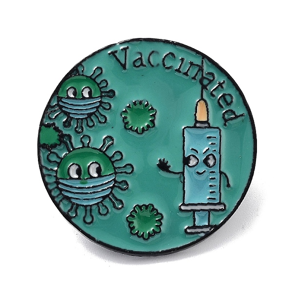 

PandaHall Medical Topics Word VACCINATED Virus Zinc Alloy Brooches, Enamel Pins, Cadet Blue, 30x1.5mm Alloy+Enamel