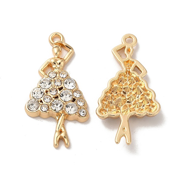 

PandaHall Rack Plating Alloy Pandants, with Glass, Nickel Free, Dancing Girl Charms, Golden, Clear, 31x16x4mm, Hole: 1.6mm Alloy+Glass Human...