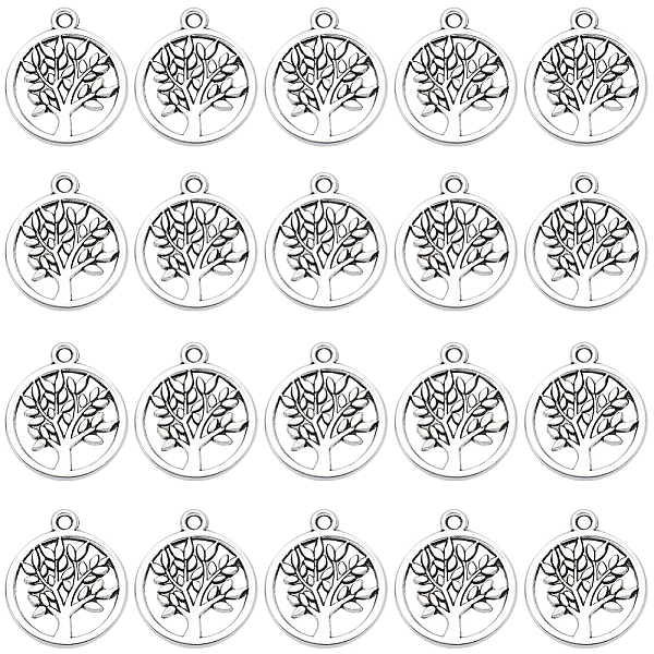 

PandaHall SUNNYCLUE 100Pcs Tibetan Style Alloy Pendants, Lead Free & Cadmium Free, Flat Round with Tree of Life, Antique Silver, 20x17x1mm...