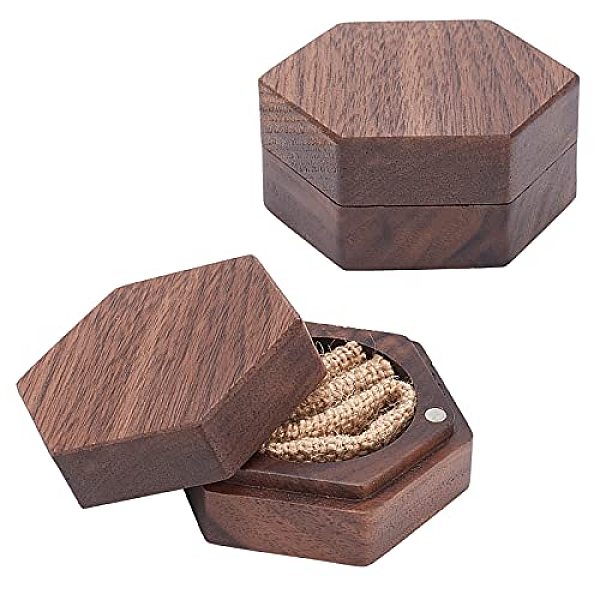 Sechseckige Fingerringboxen Aus Holz