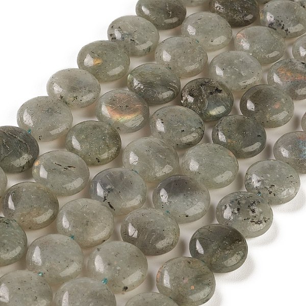 

PandaHall Natural Labradorite Beads Strands, Flat Round, 14.6~15.5x6~6.5mm, Hole: 0.8mm, about 27pcs/strand, 15.59''~15.87''(39.6~40.3cm)..., Gray