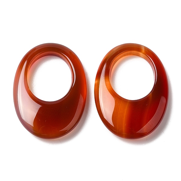 

PandaHall Natural Brazil Red Agate Pendants, Oval Charms, 25x18x5mm, Hole: 12.7x10mm Red Agate Oval Brown