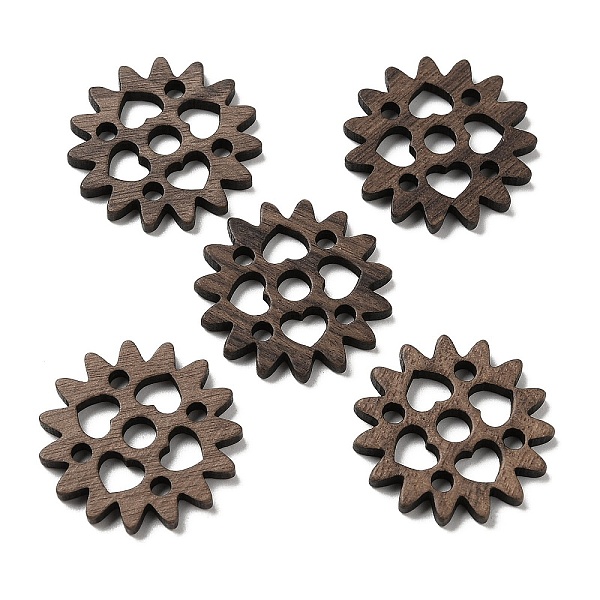 

PandaHall Walnut Wood Hollow Pendants, Gear Charms with Heart, Undyed, Coffee, 23.5x2mm, Hole: 4mm & 2.5mm Wood Gear Brown