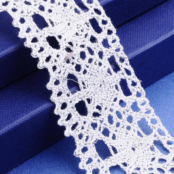 

PandaHall Lace Trim Cotton String Threads for Jewelry Making, White, 43mm, 100yards/roll Cotton White