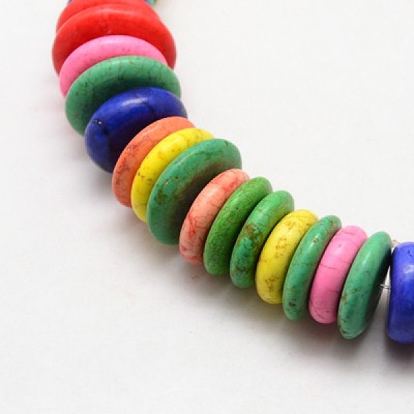 

PandaHall Natural Magnesite Beads Strands, Dyed & Heated, Heishi Beads, Disc/Flat Round, Mixed Color, 8~25x4~8mm, Hole: 1mm, about..., Multicolor