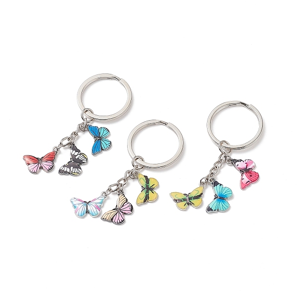 

PandaHall 3Pcs Colorful Butterfly Alloy Enamel Pendant Keychain, with Iron Findings, Mixed Color, 7cm Alloy Butterfly Multicolor