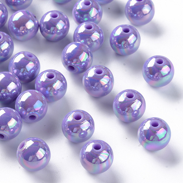 

PandaHall Opaque Acrylic Beads, AB Color Plated, Round, Medium Purple, 12x11mm, Hole: 2.5mm, about 566pcs/500g Acrylic Round