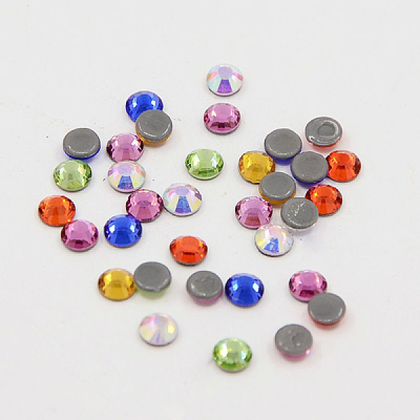 PandaHall Glass Hotfix Rhinestone, Grade AA, Flat Back & Faceted, Flat Round, Mixed Color, SS12, 3.0~3.2mm, about 1440pcs/bag Glass...