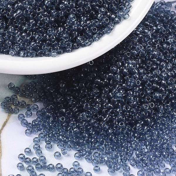 

PandaHall MIYUKI Round Rocailles Beads, Japanese Seed Beads, (RR2411) Transparent Montana Blue, 15/0, 1.5mm, Hole: 0.7mm, about 5555pcs/10g...