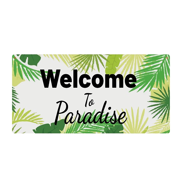 

PandaHall Natural Wood Hanging Wall Decorations, with Jute Twine, Rectangle with Word Welcome To Paiadise, Colorful, Leaf Pattern...