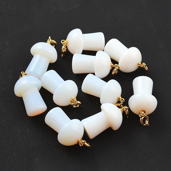 

PandaHall Opalite Pendants, with Platinum Tone Brass Findings, Mushroom, 33mm Opalite Mushroom