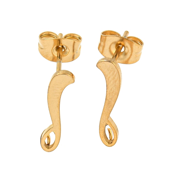 

PandaHall Ion Plating(IP) 304 Stainless Steel Stud Earring Findings, with Vertical Loop, Hollow Twist, Golden, 16x3.5mm, Hole: 2.2mm, Pin...