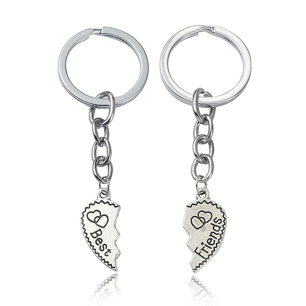 PandaHall 2Pcs Tibetan Style Alloy Split Keychains, Heart with Word Best Friend Pendant Keychain, BFF Keychain, Platinum, 8cm Alloy Heart PandaHall 2Pcs Tibetan Style Alloy Split Keychains, Heart with Word Best Friend Pendant Keychain, BFF Keychain, Platinum, 8cm Alloy Heart