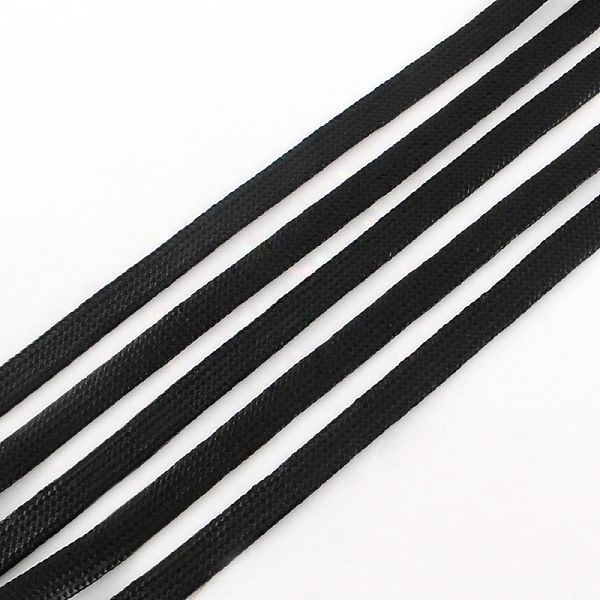 

PandaHall Flat Korean Waxed Polyester Cord, Black, 8x1mm, about 90.76 yards(83m)/roll Waxed Polyester Cord Flat Black