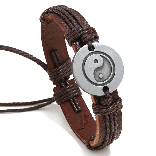 Adjustable Cowhide Cord Bracelets for Men
