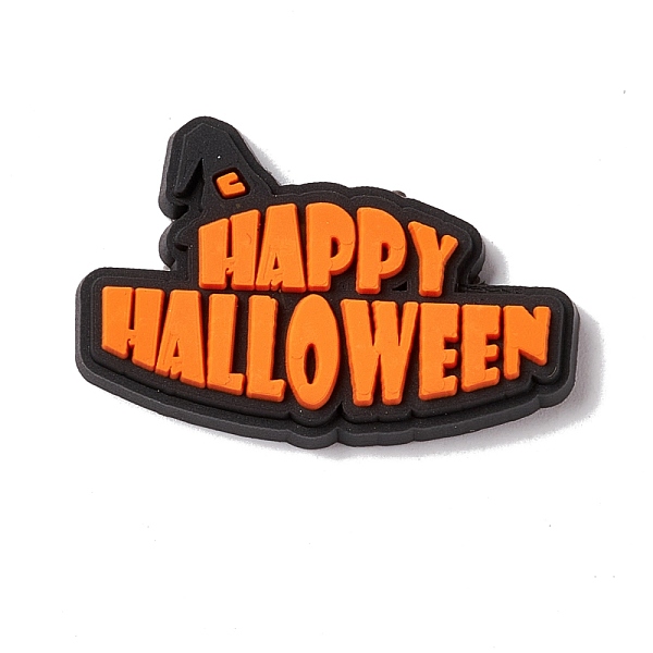 

PandaHall Halloween Theme PVC Cabochons, Word Happy Halloween, Orange, 19x30x4mm Plastic Word Orange
